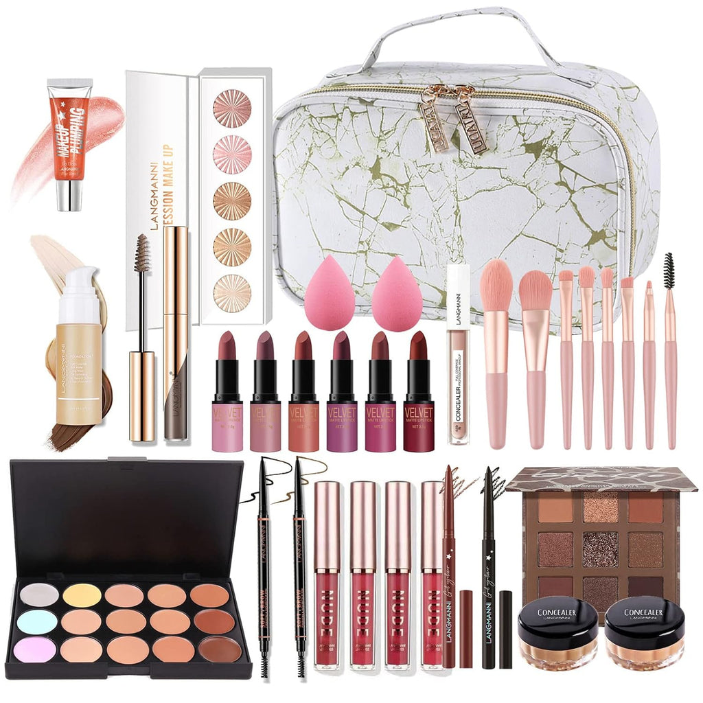 All-In-One-Make-Up-Set Geschenk Überraschung,Komplettes Make-Up-Set Für Frauen Mehrzweck-Essential-Starter-Bundle Inklusive Lidschatten-Palette, Lippenstift, Eyeliner, Mascara-Pinsel