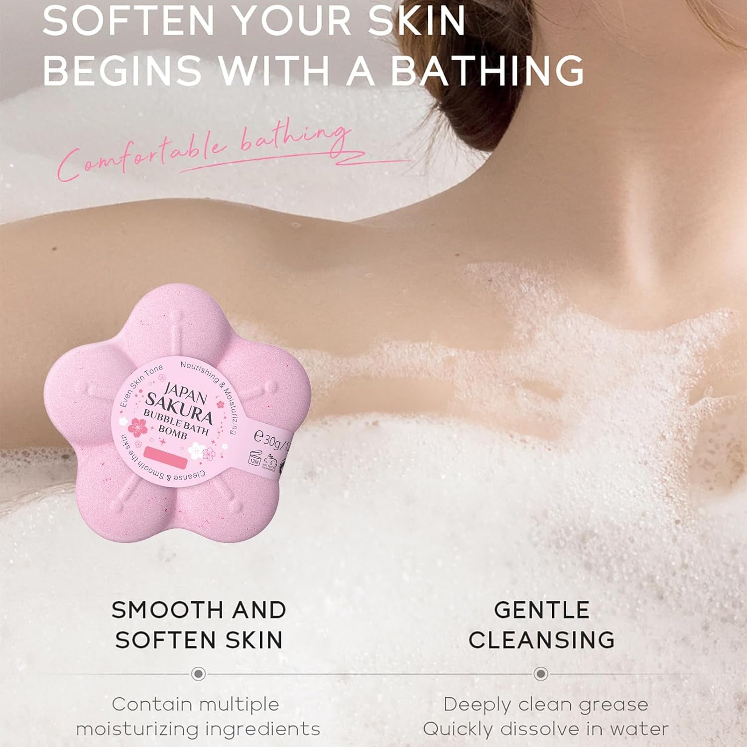 Bade Geschenkset Frauen - 5PCS Sakura Badesets Geschenke Für Frauen - Spa-Geschenkset Für Frauen Mit Körperlotion-Duschgel-Badebombe*3 - Beauty Badeset Damen Badebomben Feuchtigkeit Geschenk