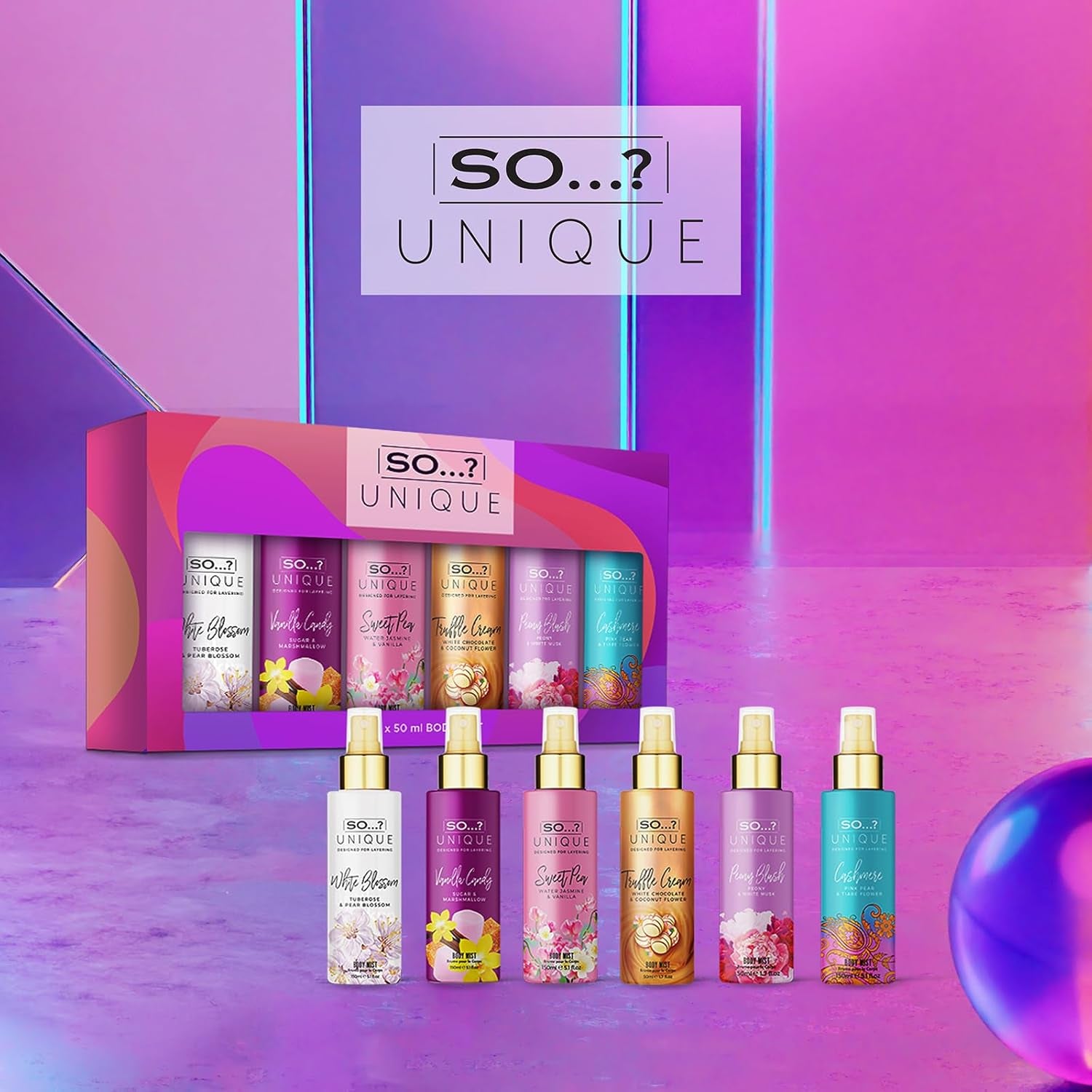 So…? Unique Grande Damen Mini Mist Gift Set, Body Mist Fragrance Spray (6X50Ml)