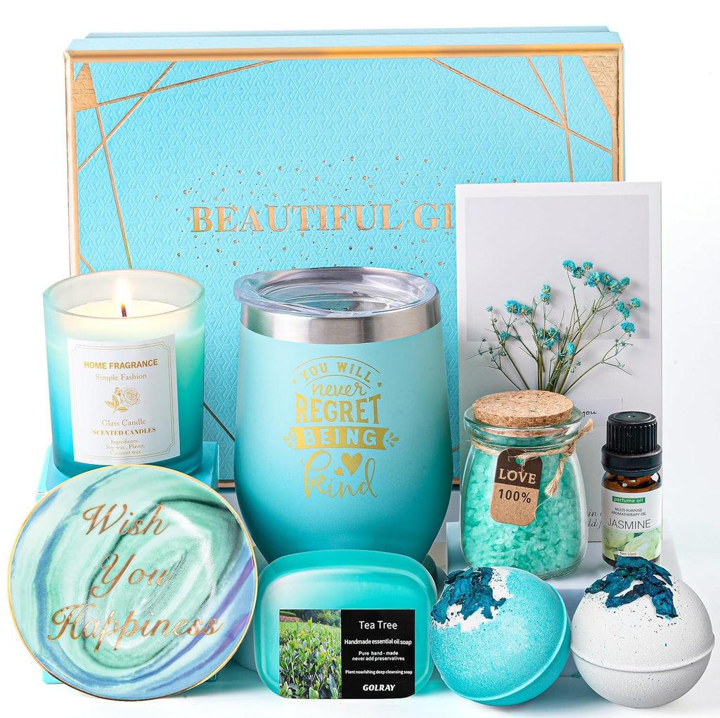 Entspannung Geschenk Für Frauen, Spa Beauty Badeset Geschenkset Mit Duftkerze, Seife, Thermobecher, Badesalz, Badebombe, Verwöhnset Wellness Geburtstag Geschenk Für Frauen, Sie, Freundin, Mama, Oma