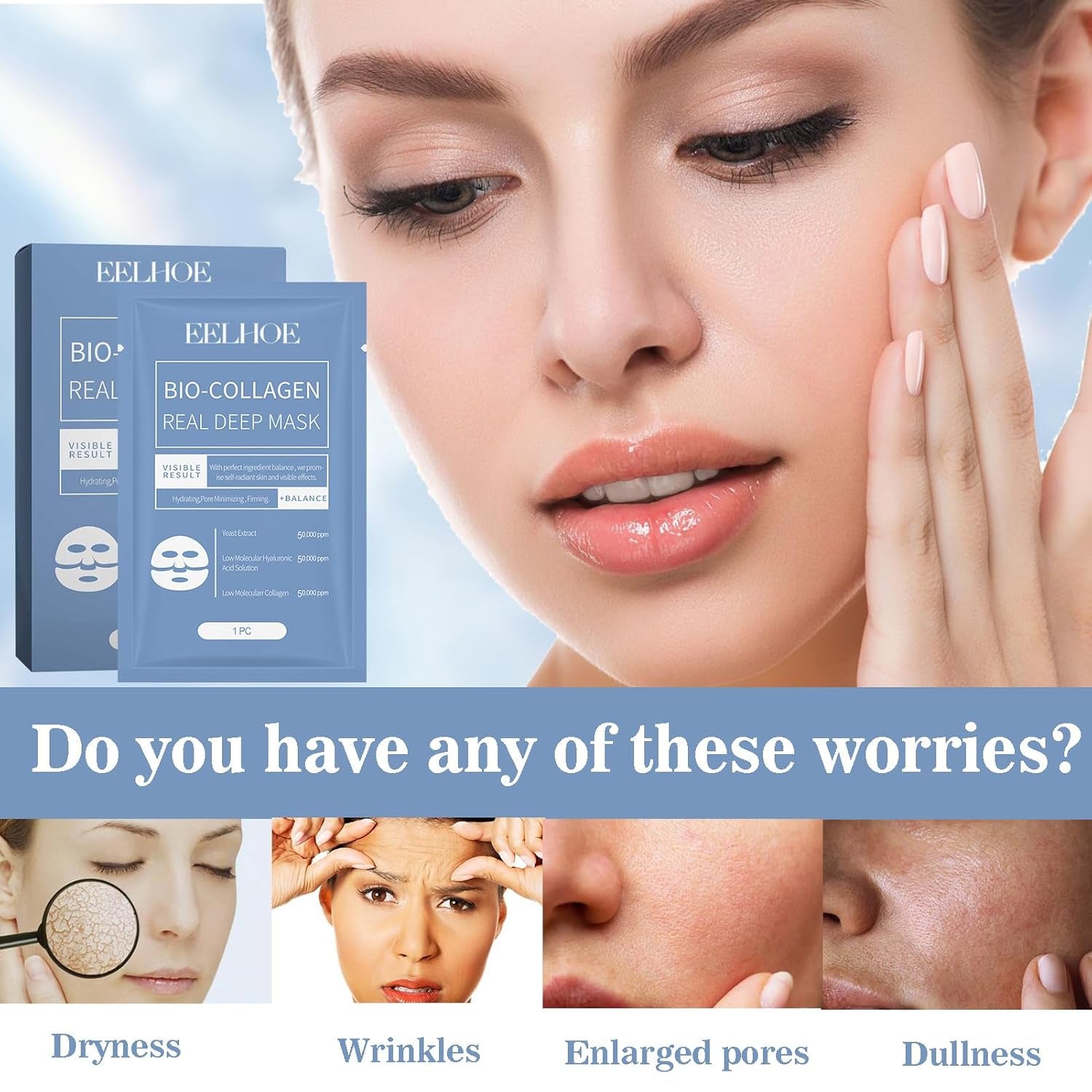 4 Stück Bio Collagen Real Deep Maske, Collagen Overnight Mask Korean, anti Falten anti Aging Gesichtsmaske, Zur Hydratation, Anti-Falten-Wirkung, Reinigung Und Aufhellung