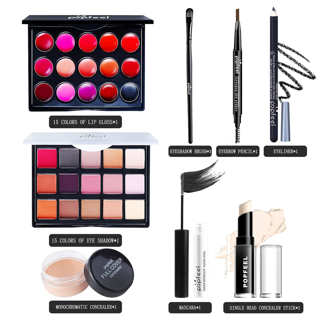 Schminkkoffer Damen, Schminke Set, All in One Makeup Kit Für Mädchen Im Teenageralter 13-15, Make up Set Für Frauen, Makeup Set Damen, COSMETICS Beauty Box(8 STK)