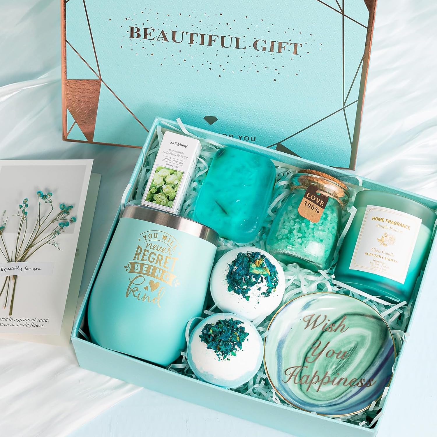 Entspannung Geschenk Für Frauen, Spa Beauty Badeset Geschenkset Mit Duftkerze, Seife, Thermobecher, Badesalz, Badebombe, Verwöhnset Wellness Geburtstag Geschenk Für Frauen, Sie, Freundin, Mama, Oma