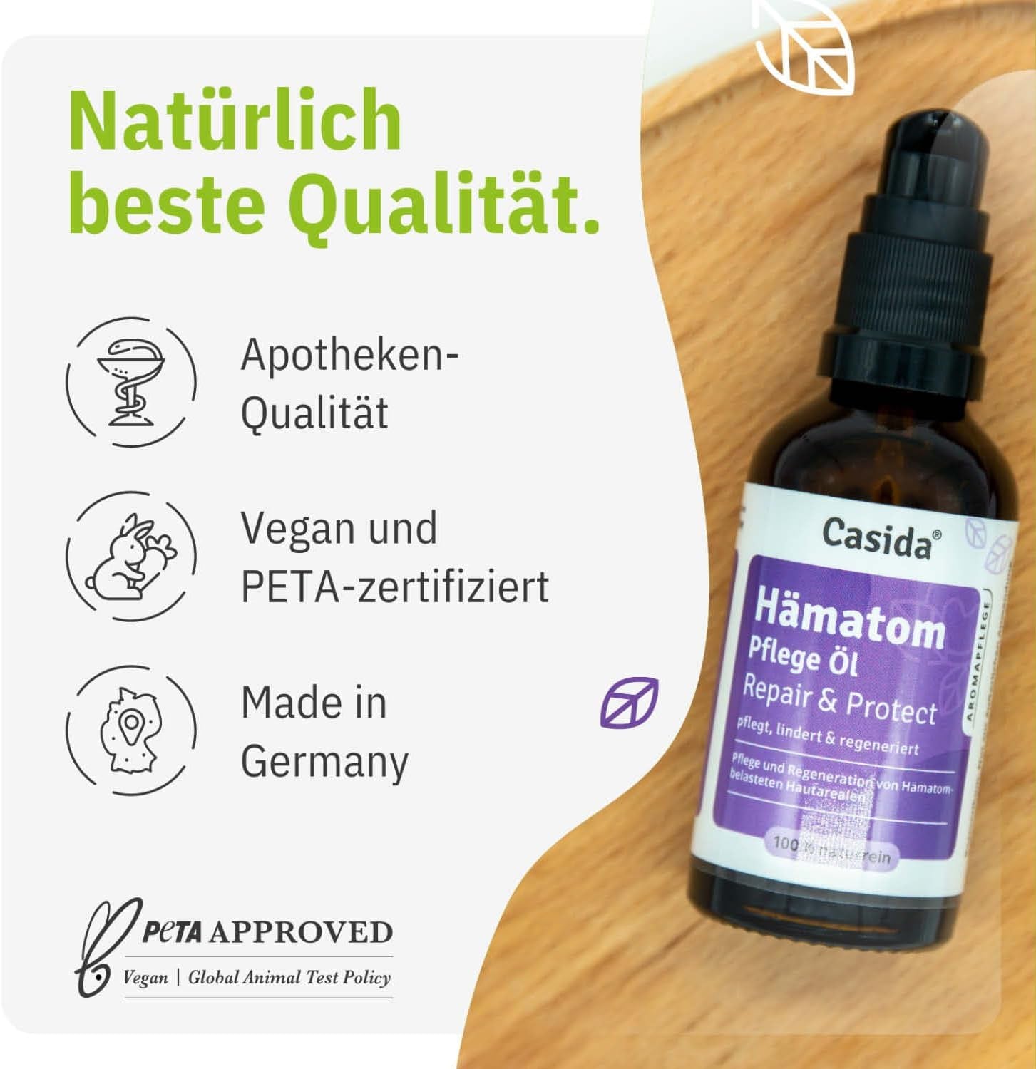 Casida® Hämatom Pflege Öl Repair & Protect - Aromapflegeöl Aus 100% Naturreinen Ölen - Für Die Pflege Von Hämatomen, Blauen Flecken Und Blutergüssen - 50 Ml