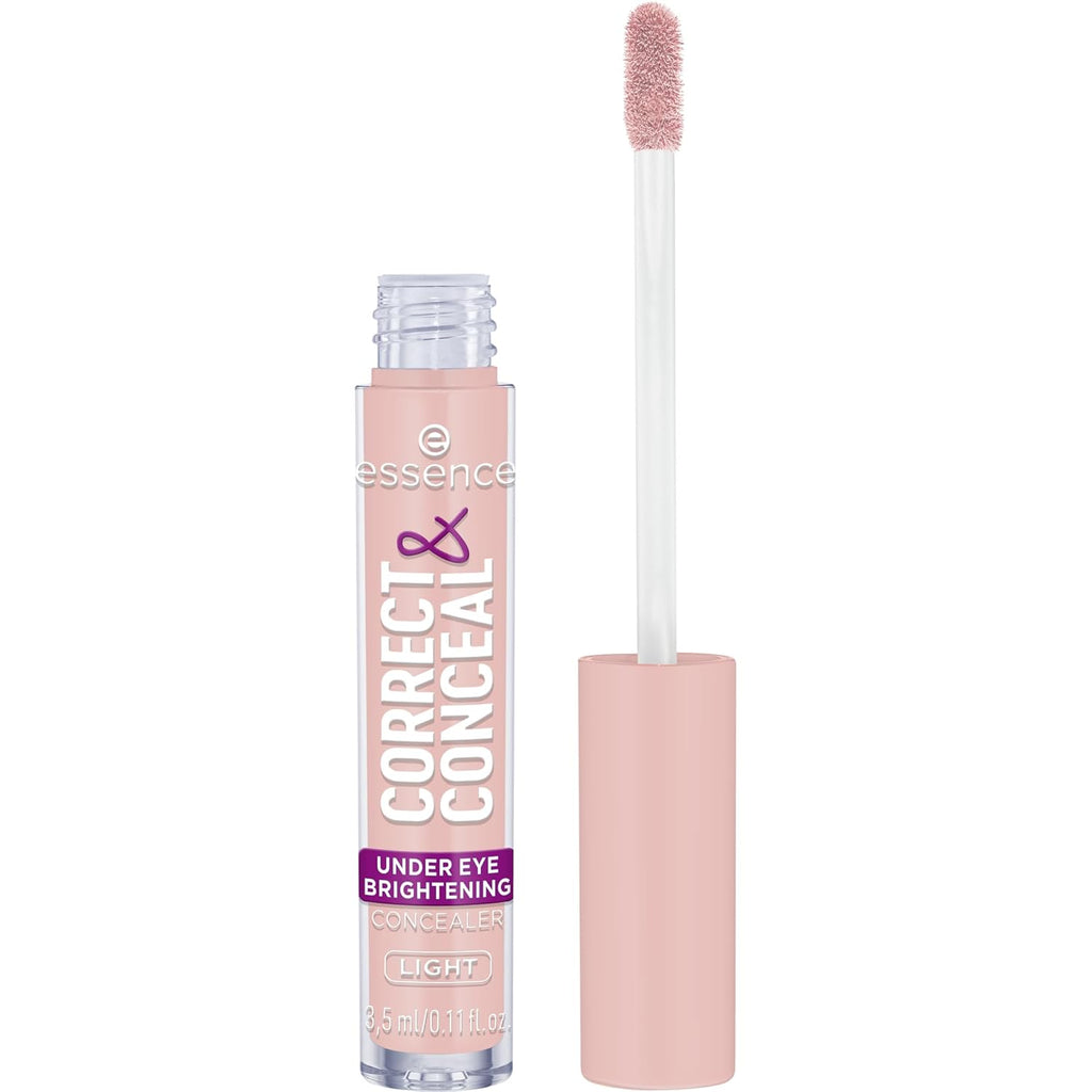 Essence CORRECT & CONCEAL under Eye Brightening Concealer, Nr. 10, Pink, Aufhellend, Farbkorrigierend, Natürlich, Für Sensible Haut, Vegan, Ölfrei, Ohne Parfüm, Ohne Alkohol, 1Er Pack (3.5Ml)