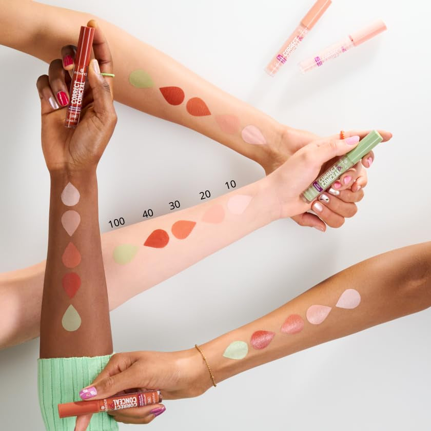 Essence CORRECT & CONCEAL under Eye Brightening Concealer, Nr. 10, Pink, Aufhellend, Farbkorrigierend, Natürlich, Für Sensible Haut, Vegan, Ölfrei, Ohne Parfüm, Ohne Alkohol, 1Er Pack (3.5Ml)