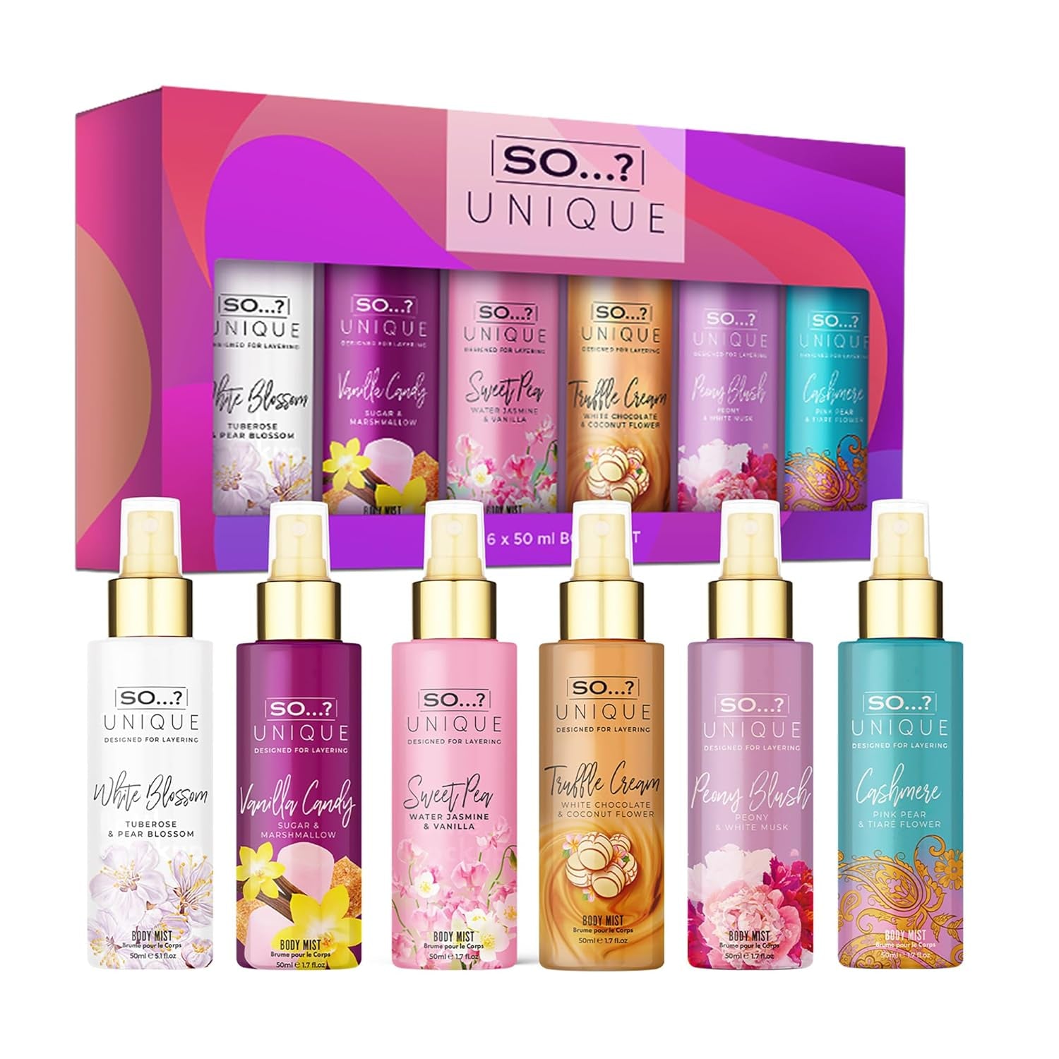 So…? Unique Grande Damen Mini Mist Gift Set, Body Mist Fragrance Spray (6X50Ml)
