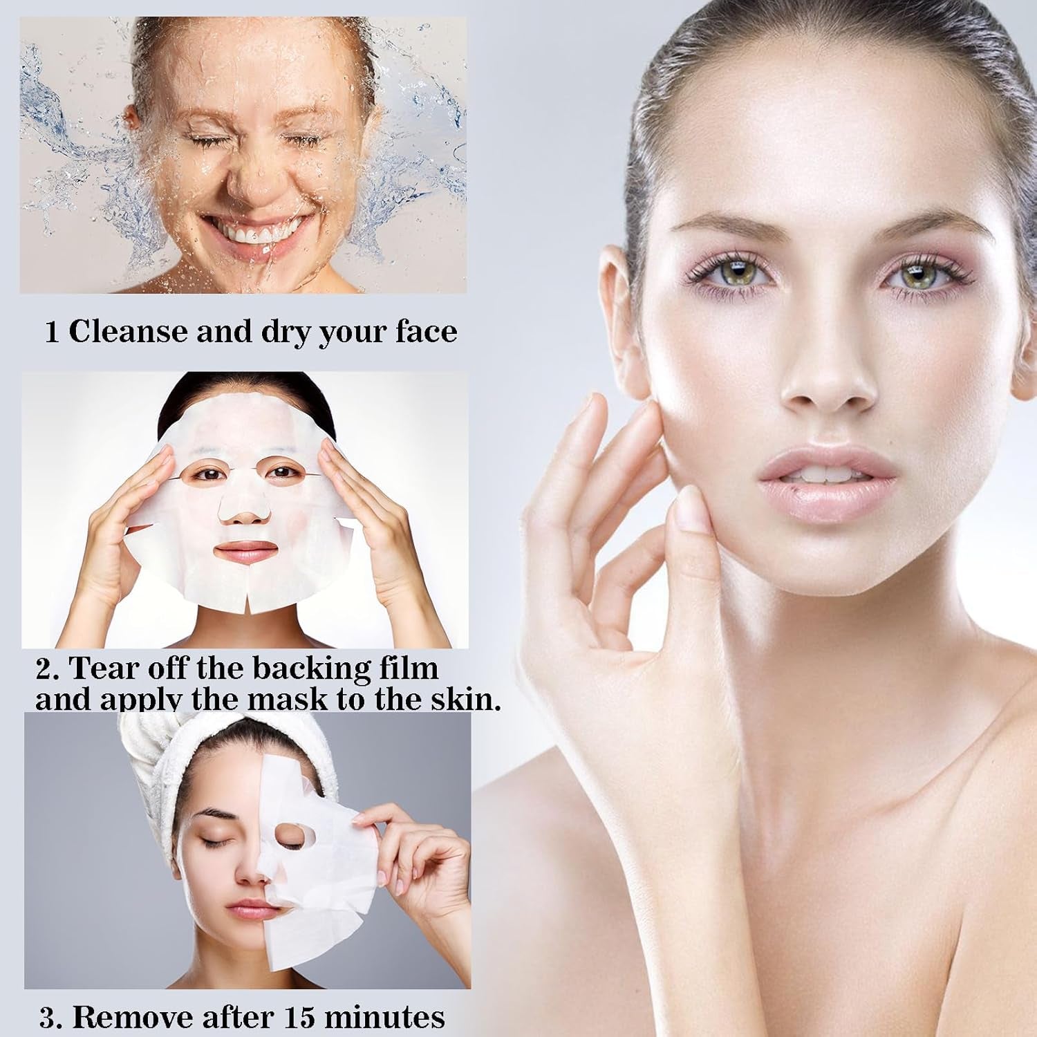 4 Stück Bio Collagen Real Deep Maske, Collagen Overnight Mask Korean, anti Falten anti Aging Gesichtsmaske, Zur Hydratation, Anti-Falten-Wirkung, Reinigung Und Aufhellung