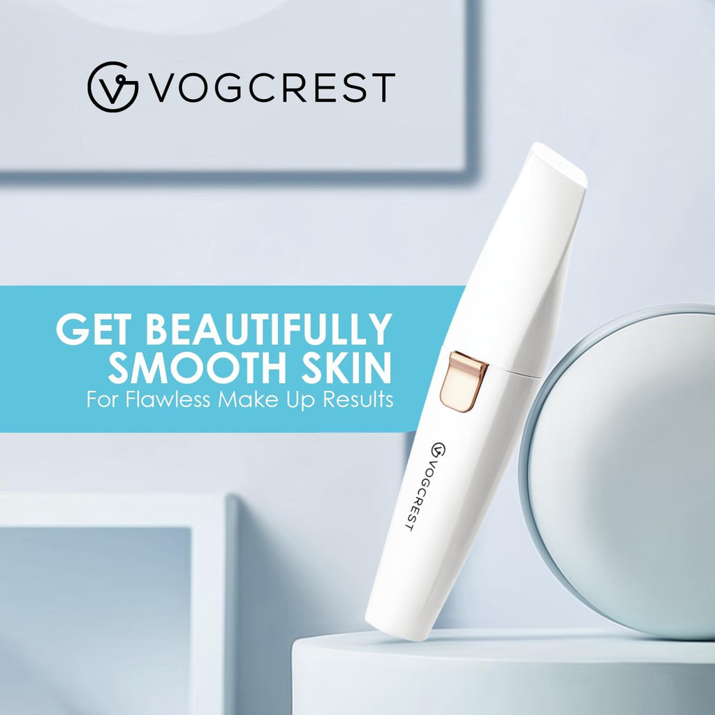 VG VOGCREST Augenbrauen-Gesichtstrimmer 2 in 1 Wiederaufladbare Gesichtshaarentfernung Und Augenbrauenrasierer - Gesicht Lippen Körper Schmerzloser Gesichtsrasierer Mit Eingebauter LED (Weiß)