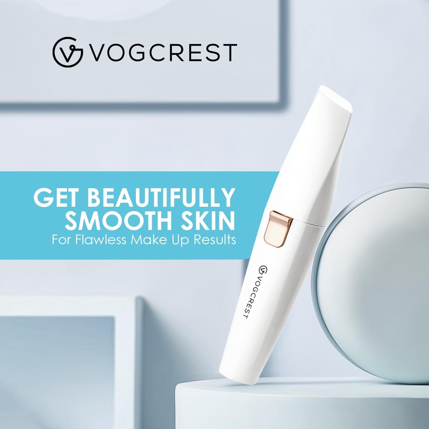 VG VOGCREST Augenbrauen-Gesichtstrimmer 2 in 1 Wiederaufladbare Gesichtshaarentfernung Und Augenbrauenrasierer - Gesicht Lippen Körper Schmerzloser Gesichtsrasierer Mit Eingebauter LED (Weiß)